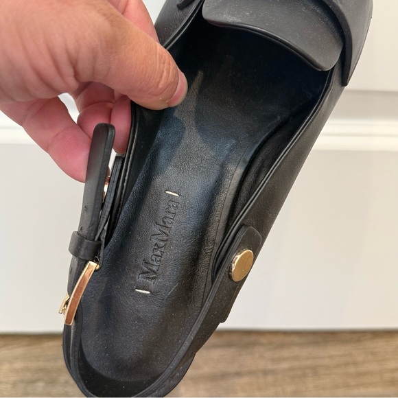 New Without Box Max Mara Black Leather Slingbacks Size: EU39 US8.5 Spring - Picture 12 of 15